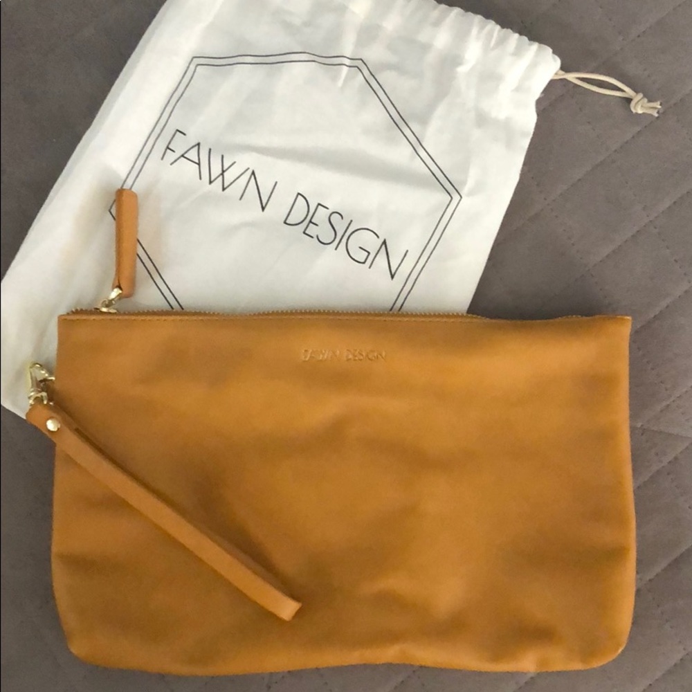 Fawn Design Honey yellow clutch with dust bag